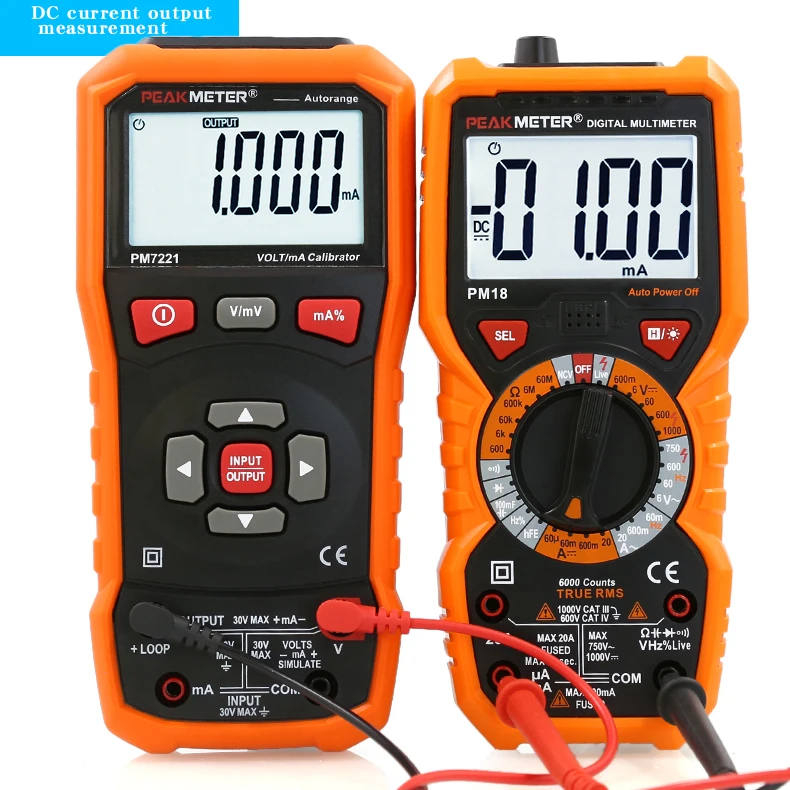 PEAKMETER PM7221 profesjonalny cyfrowy kalibrator prądu napięcie prądu stałego cyfrowy kalibrator 0-10V 0-24mA Tester napięcia