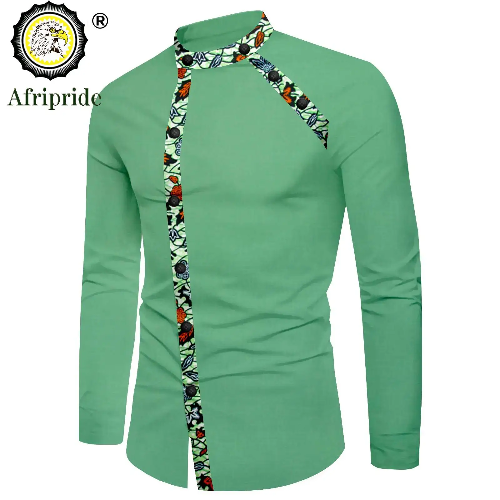 African Shirts for Men Print Clothing Dashiki Tops Ankara Formal Men Shirt Stand Neck Long Sleeve Slim Fit Crop Tops A2212013