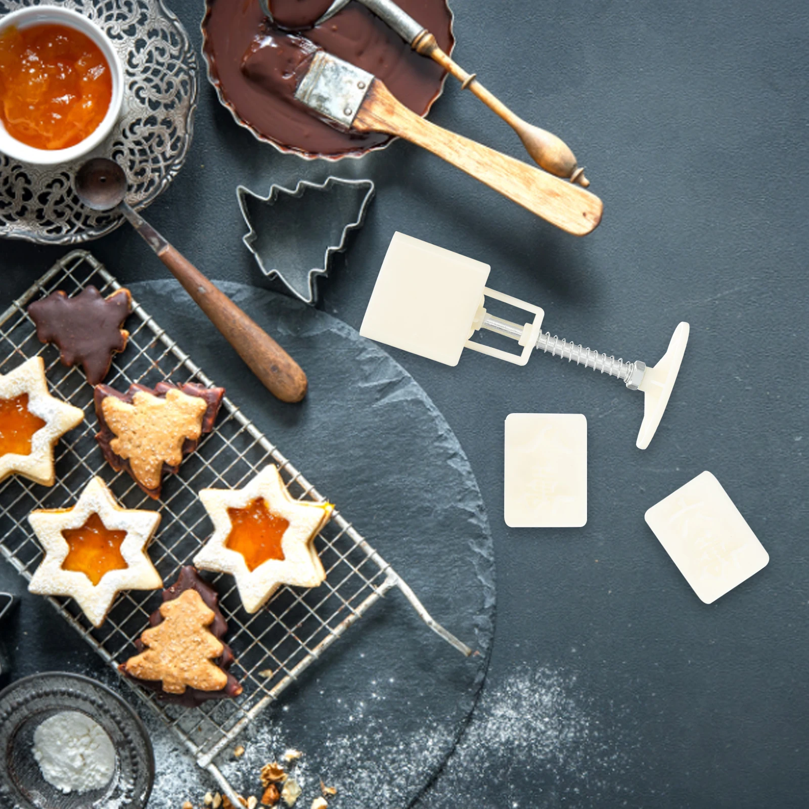 

1 set 1 Set Mooncake Mold Mahjong Style Reusable Plastic Baking Mold Green Bean Cake Stamp Non-Stick Hand Pressed Molds For Home