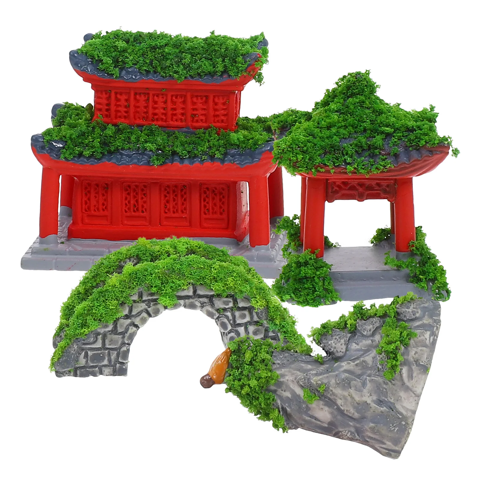 

6pcs Pavilion Bridge Rockery Decoration Miniatures Diy Garden Balcony Terrarium Bonsai Aquarium Ornament Craft Landscape Pagoda