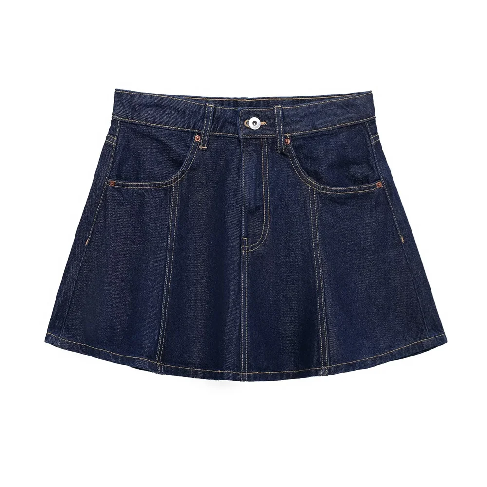 

Women's Denim Mini Skirt Zipper Pocket Decoration A-line Skirt Spring/Summer New Casual Women's Half Skirt