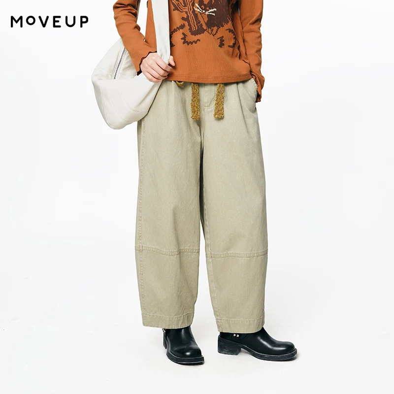 

MOVEUP Casual Straight Leg Pants Autumn Pure Cotton Elastic Fun Cat Embroidery Fashionable Design Trousers For Women 3EWQ20139