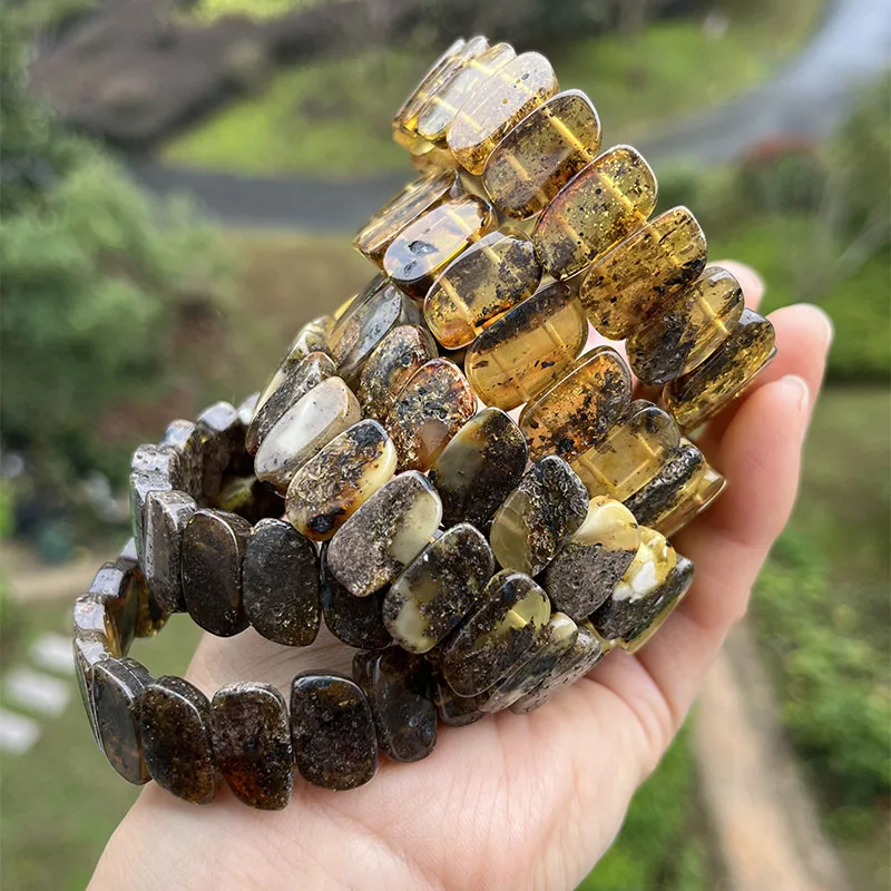 الأصلي العنبر سوار و أساور للهدايا فريدة من نوعها البلطيق الحقيقي البيضاوي الخرز الطبي النساء موضة الحجر الطبيعي لتقوم بها بنفسك المجوهرات بالجملة