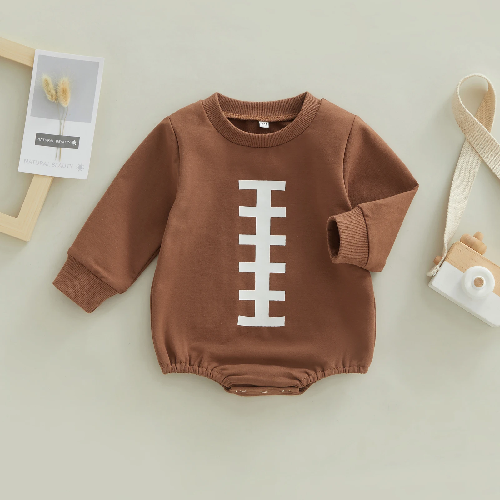 0-18M Infant Baby Boy Jumpsuit Autumn Long Sleeve Round Neck Snap Closure Bodysuit Spring Clothing