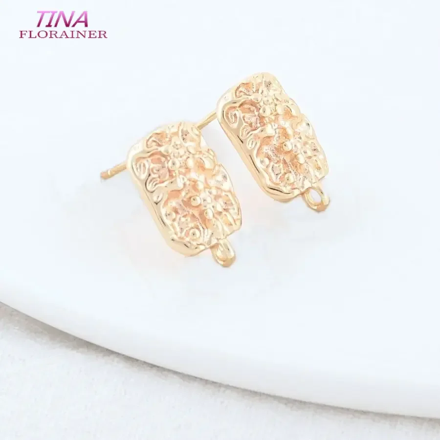 

9*14.5MM 14K Gold Color Brass Irregularity Shape Stud Earrings Pins Earrings Jewelry Making Supplies Findings Diy Accessories