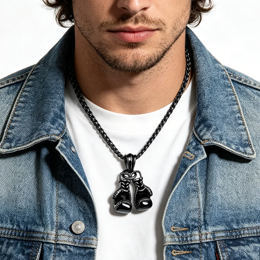 

Unisex Mini Boxing Glove Necklace Luxury Hiphop Choker Chain Pendant Gift for Men Cool Statement Jewelry