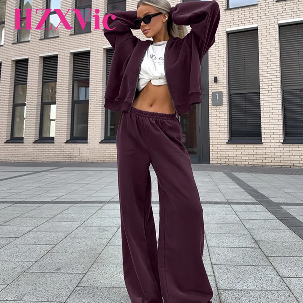 

HZXVic Sweat-shirt Set Free Shipping Promotion Purple Sports Hooded Sweatshirt Set for Fashion Jacket, Two-piece Long Pants Set