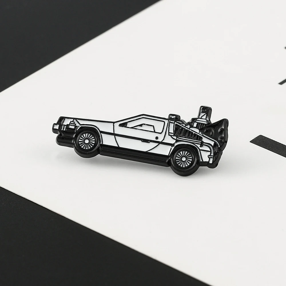 Back to the future Delorean Enamel Pin Time Machine Badge Movie inspired Vehicle Accessory Jacket Shirt Pin Lapel