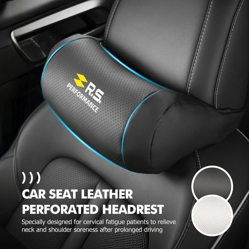 Car Neck Pillow Leather Pack Headrest Pain Relief Lumbar Pillow For Renault Clio Arkana Captur Twingo Talisman RS Logan Duster
