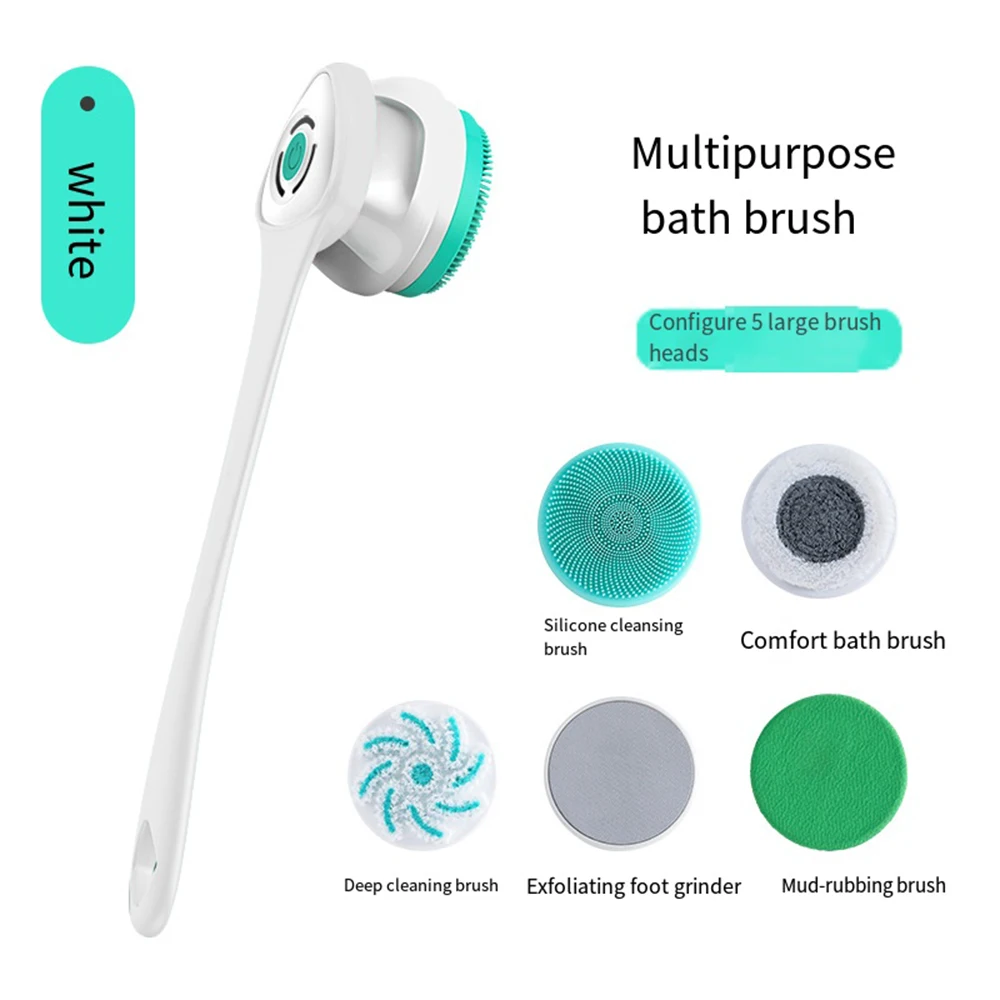 Silicone Exfoliating Cleaning Brush Electric Shower Brush Back Body Shower Sponge Scrub Brush Waterproof Bathroom Accessories