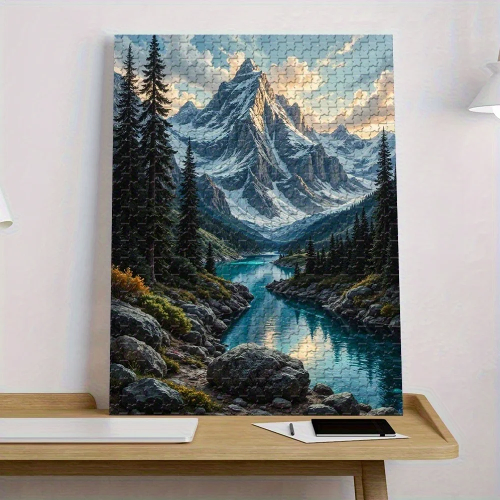 

Очень большая головоломка 1000 шт. — Serene Mountain Lake Sunset с козырьками Snow-Capped, Deep Blue Waters и Rocky Landscape — C