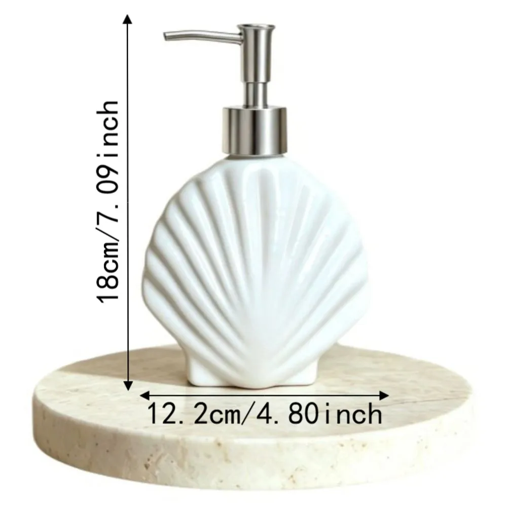 Moderner 360ml Muschelförmiger Seifenspender aus Glas, Drucktyp, Flüssigseifenbehälter, leer, auslaufsicher, Handdesinfektionsmittelhalter für Restaurants – Detail 1