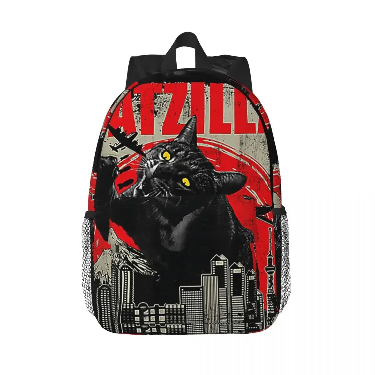 

Vintage Catzilla Monsters Kitten Backpacks Bookbag Casual Students School Bags Travel Rucksack Shoulder Bag Large Capacity