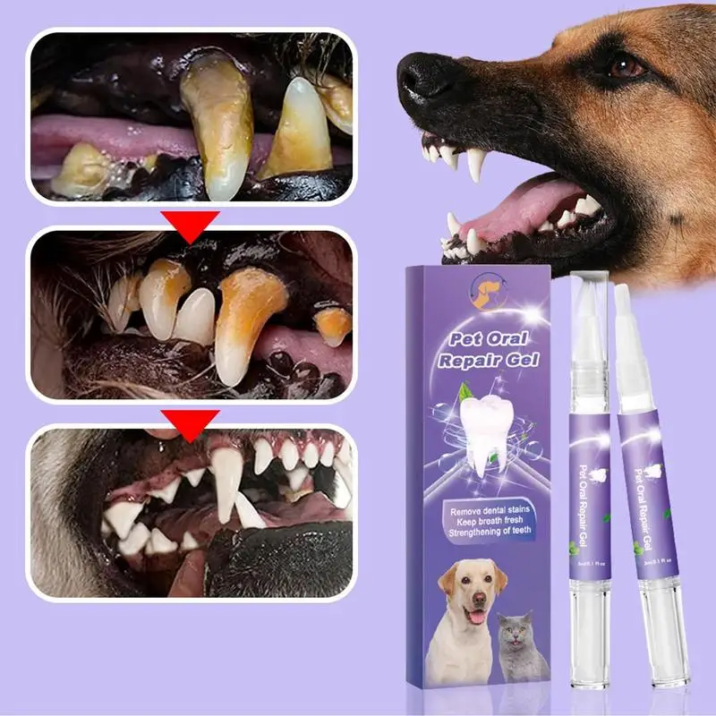 Dog Teeth Cleaning Gel Tooth Repair Teeth Brushing Cleaner Dog Oral Cleansing Gel Pet Breath Freshener Tooth Repair Stain