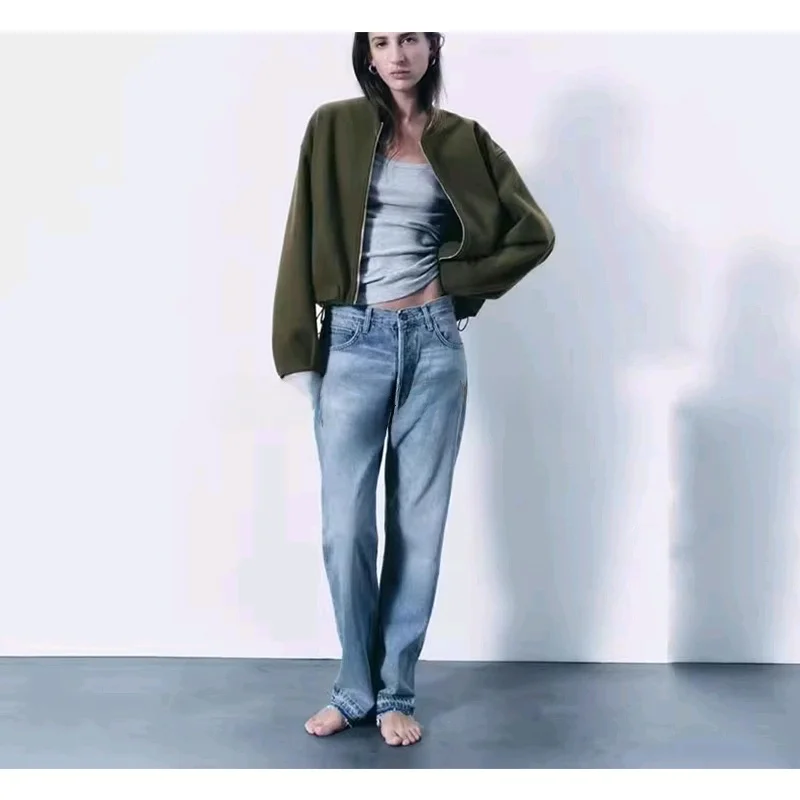 

Spring New Arrival Women's Stand Collar Long Sve Soft Flap Pilot ort Jaet Outerwear Polyester Fiber Commute Sle
