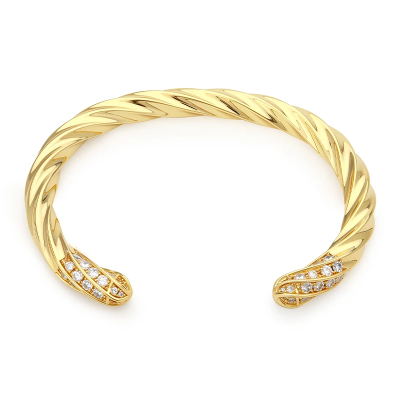 

Браслет-манжета VAROLE Sparkly CZ Diamond Spiral Twist для женщин, позолоченный 18-каратным золотом, эффектный, модный, для повседневной носки