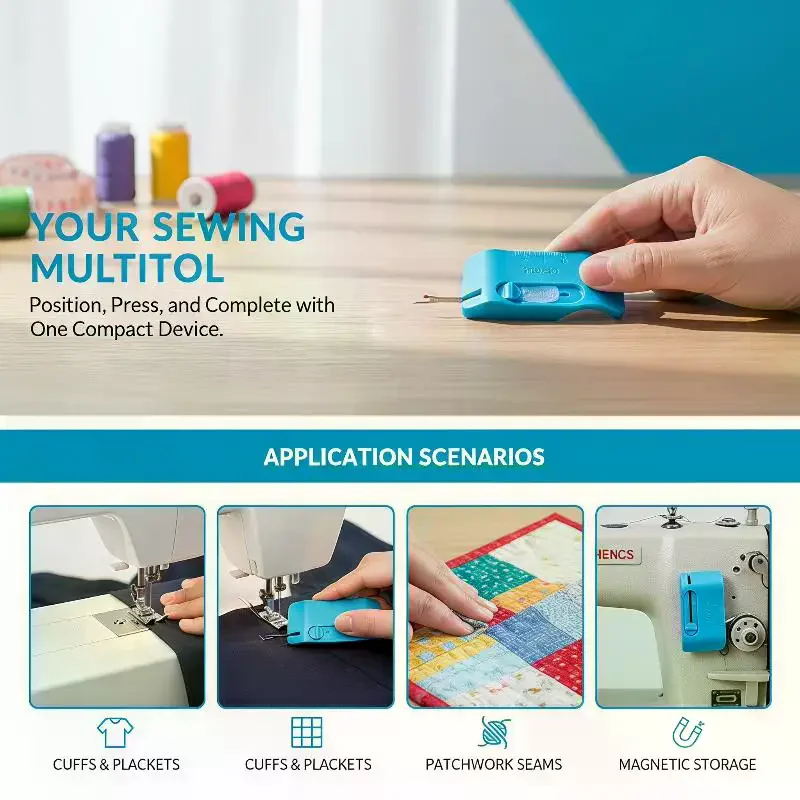 Adjustable Magnetic Sewing Track Built-In Seam Ripper Positioning Tool Magnetic Seam Guide Multifunctional With Measurement