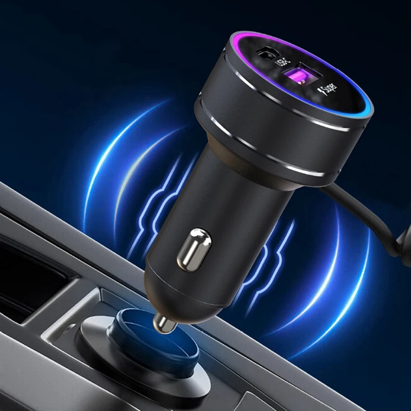 QC 3.0 USB Car Charger PD 30W Type C Fast Charging Quick Charger LED Digital Display PD 27W