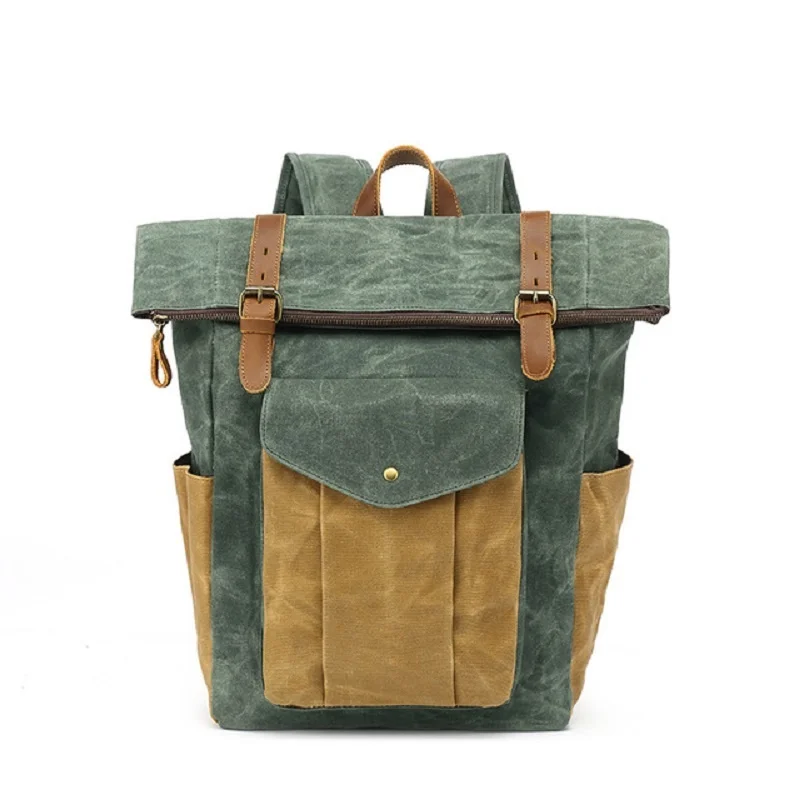 

Luxury mochila Vintage Canvas Backpacks for Men Oil Wax Leather Travel Backpack Waterproof Large Daypacks Retro Bagpack