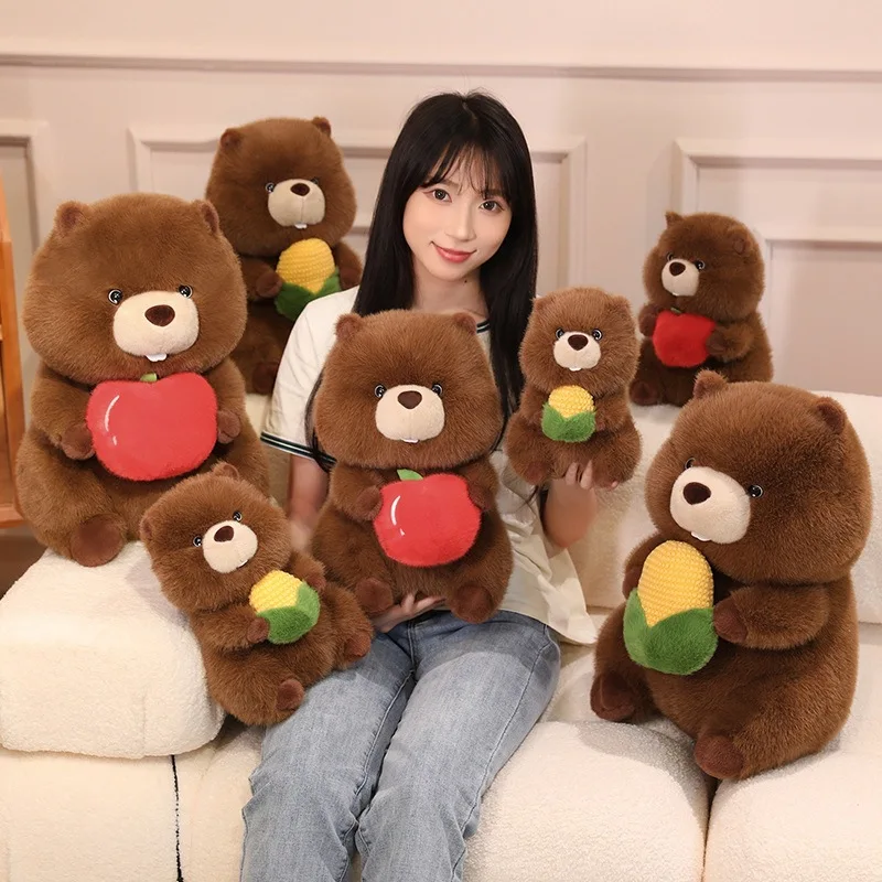 

Cartoon Apple Groundhog Plush Toy Little Hamster Mouse Doll Lifelike Animals Simulation Stuffed Doll Kawaii Toy Gifts