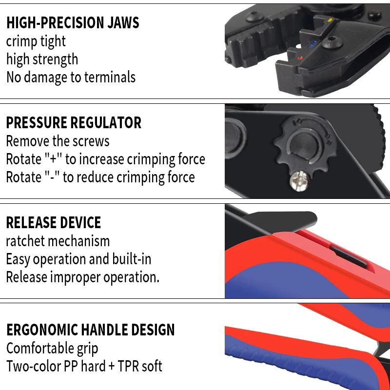 30J Ratschen-Crimpzange mit Abisolierzange und 8-Backen-Set. Arbeitssparende, multifunktionale Ratschen-Werkzeug-Zangen-Kombination