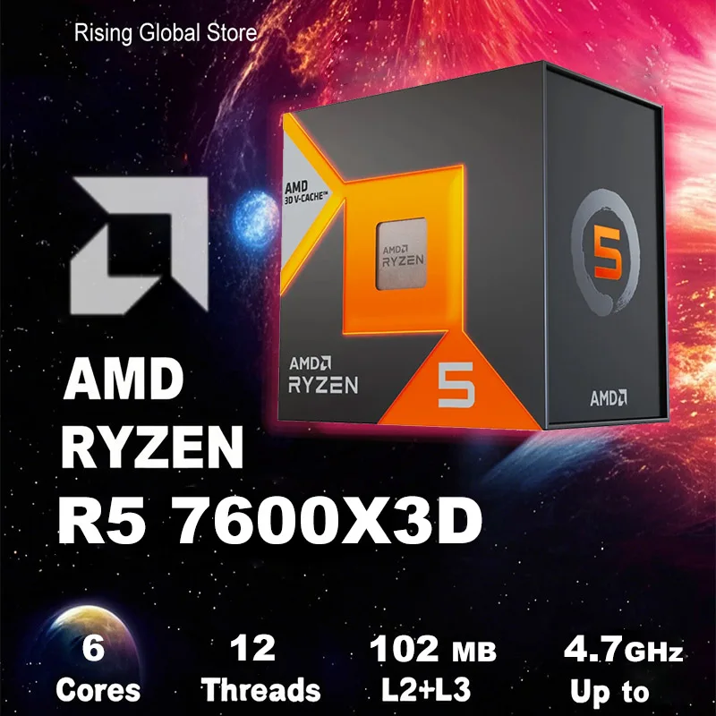 AMD Ryzen 5 7600X 3D Novo CPU Processor R5 7600X3D Brand Am5 Processor 5NM L3=32M 65w TDP For DDR5 Game Cache