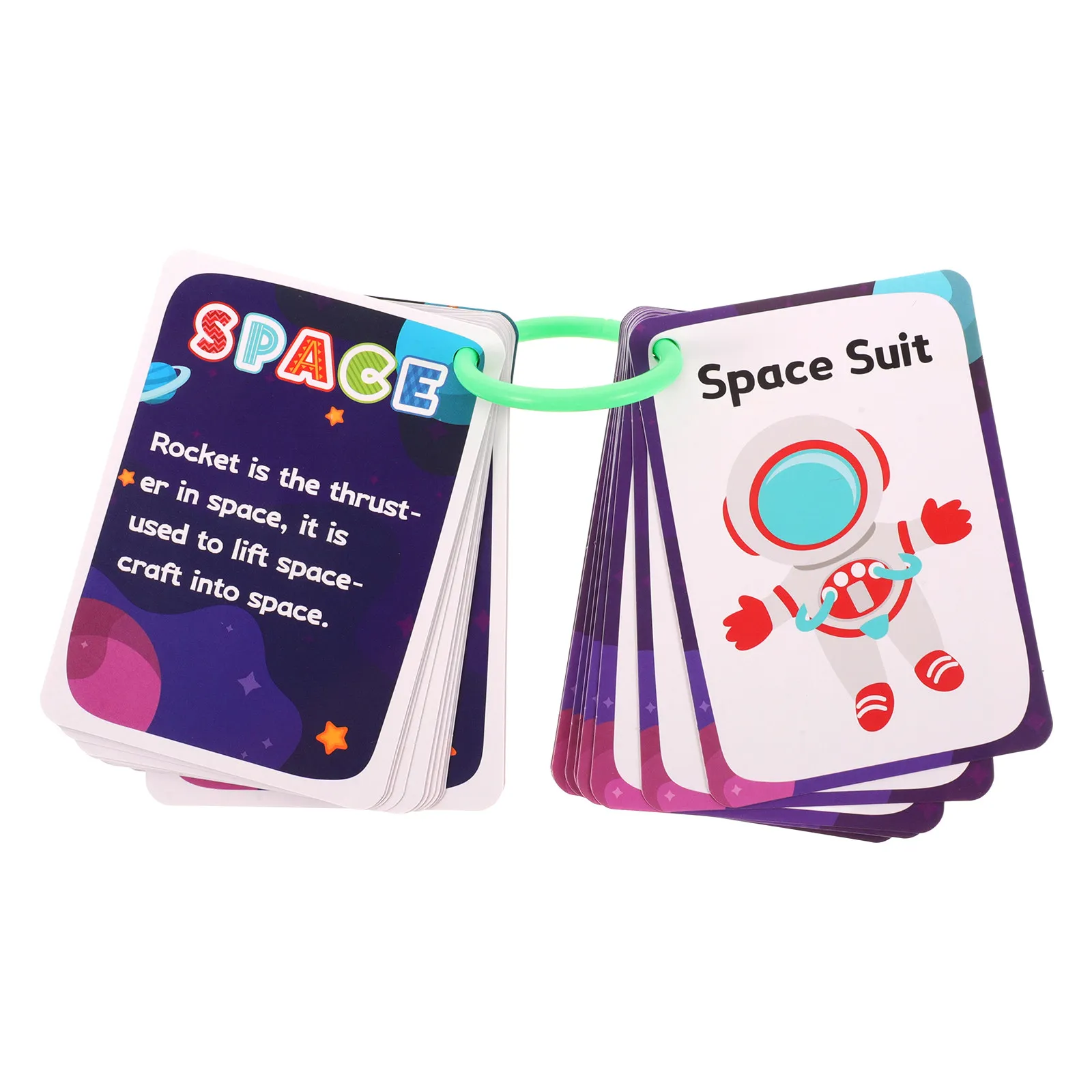 34Pcs Space Learning Cards Cartoon Flash Cards for Kids Cognitive Skill Development Portable Educational Fun