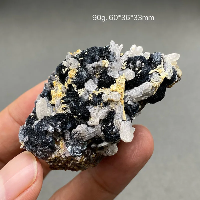

Best！100% Natural Specular hematite and crystal symbiosis mineral specimen crystal stones fluorite