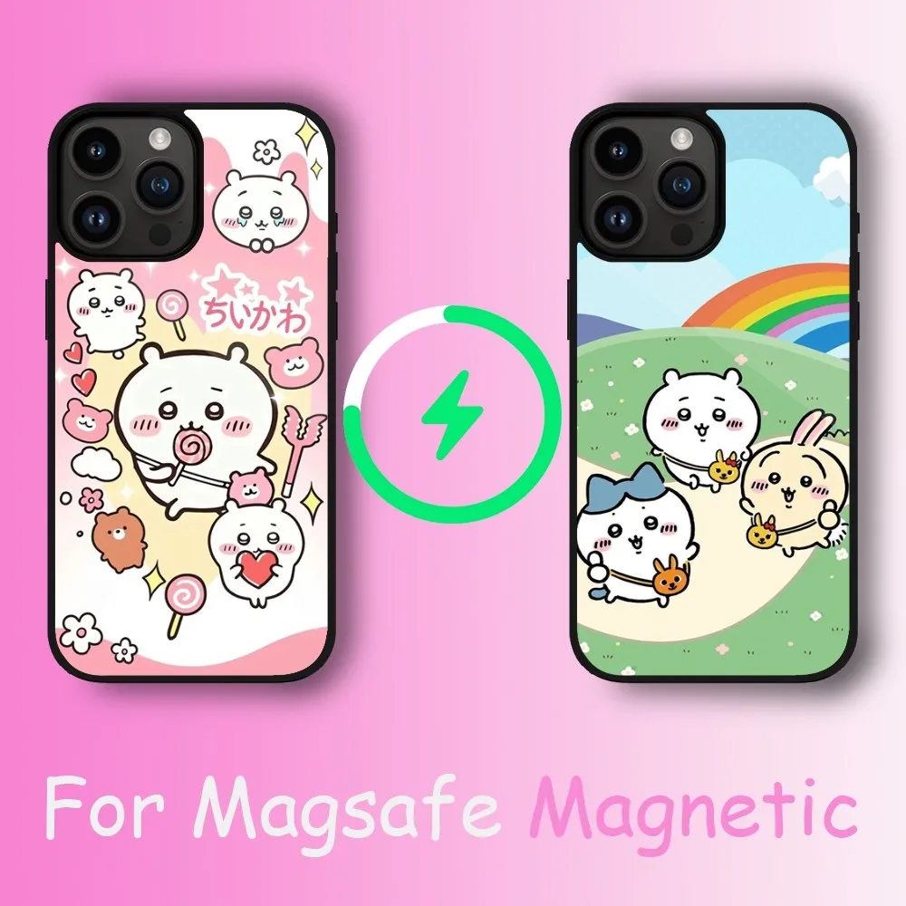 Kawaii C-Chiikawas Phone Case For iPhone 11 12 13 14 15 Max Plus Pro Wireless Magnetic Magsafe Charging Shell