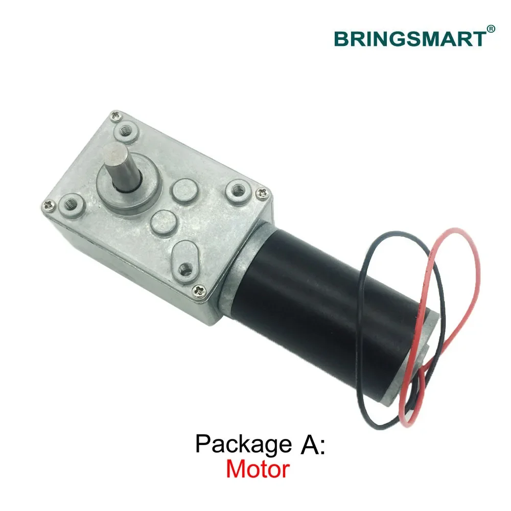 Bringsmart A58SW31ZY 24V DC Worm Gear Motor Kits Bracket Speed Controller DC Engine Power Supply Metal Gears 12 Volt Self-lock