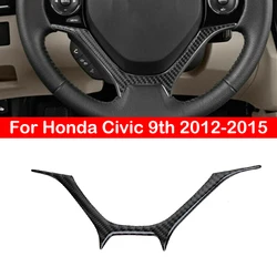 For Honda Civic 9th 2012-2015 Carbon Fiber Style Car Interior Steering Wheel Trim Panel Cover Sticker Protective Decoration Auto
