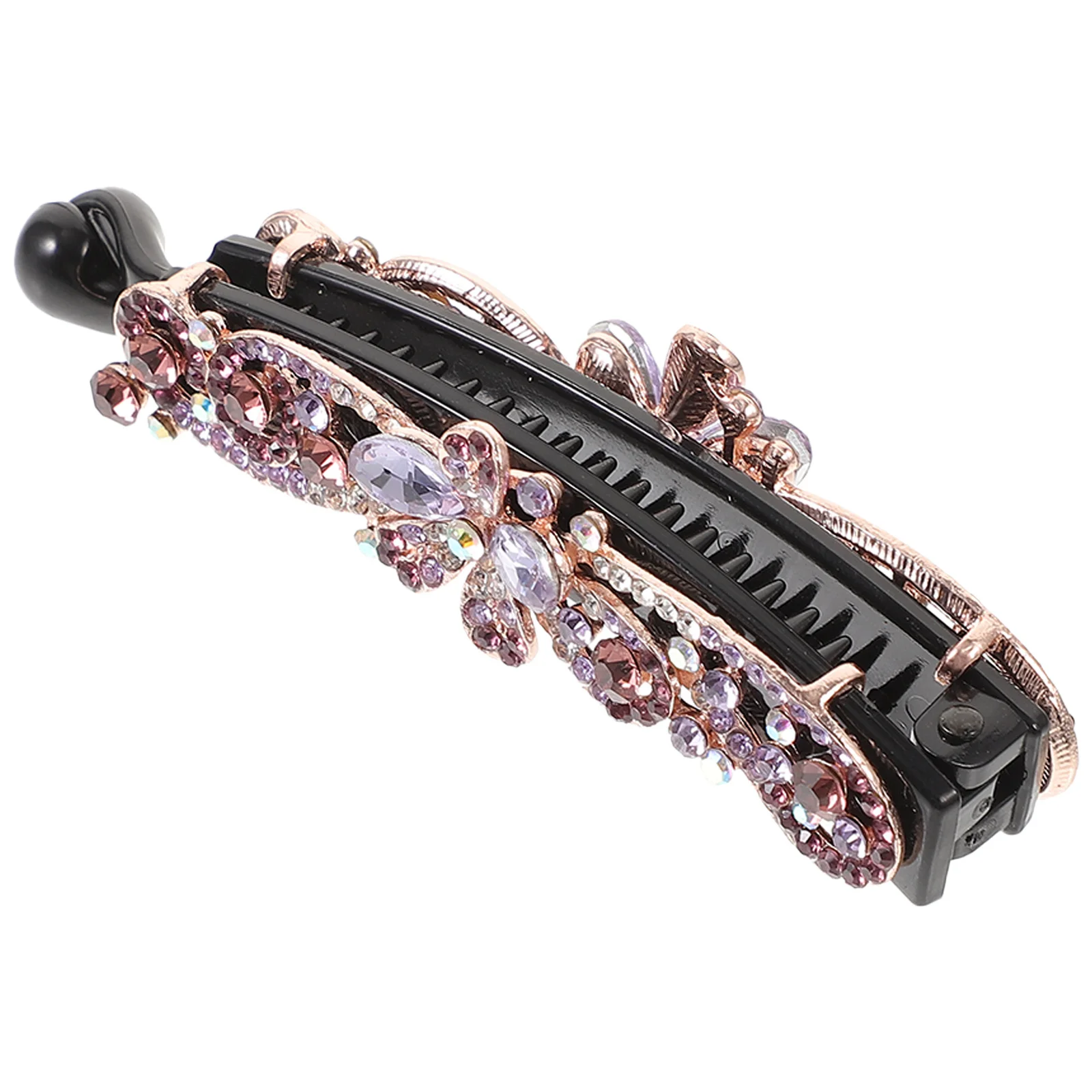 

Металлическая заколка-бананка со стразами, французская заколка-баретка, украшение для волос для женщин и девушек, для вечеринок и повседневного использования, легко надевается и снимается, не скользит.