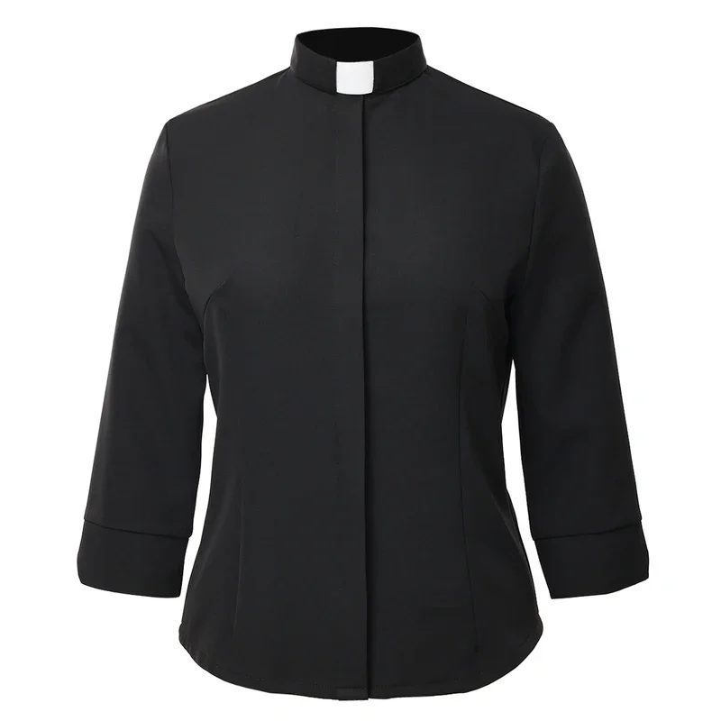 Clerical Blouse for Women Priest Tab Collar Pastor Minister Preacher Roman Clergy Shirt