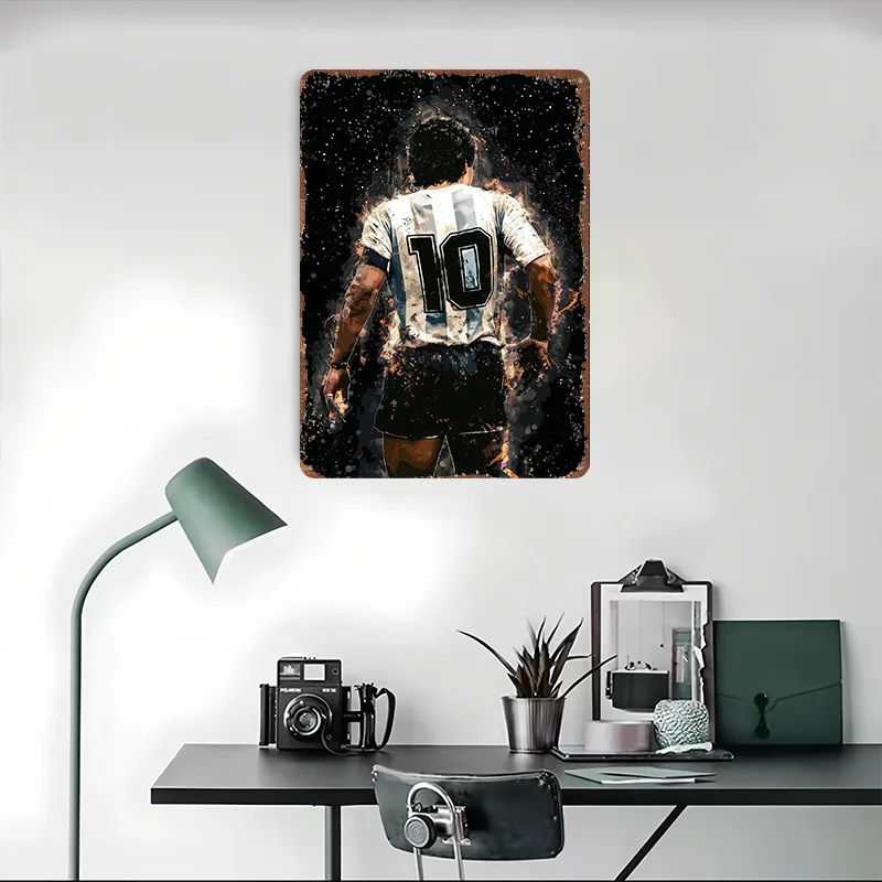 دييغو مارادونا الأرجنتين جيرسي ملصق الرياضة جدار الفن الرجعية علامة معدنية مخصصة القصدير اللوحة للرجل كهف ديكور غرفة الحلي #4
