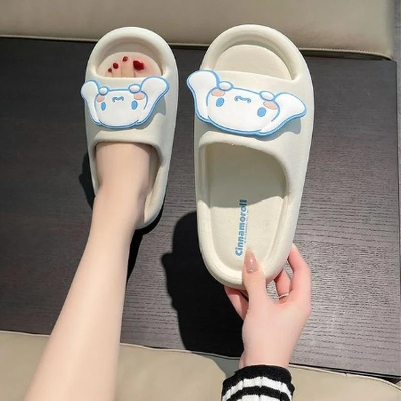 

Kawaii Sanrio Cinnamorroll My Melody Kuromi Cartoon Cute Parent-child Sandals Summer Home Slippers Bathroom Anti-slip Slippers