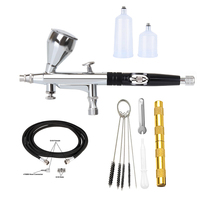 Dual Action Airbrush Gun 20 40CC 0.3MM Trigger Spary Pen Clean Kit Hose Black Red Blue Color