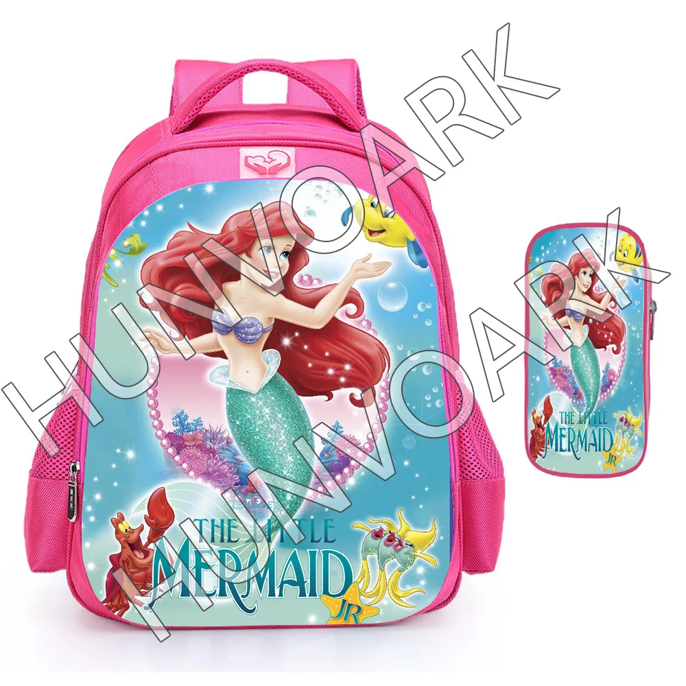 Mochila de sirena de princesa para niños, morral escolar de dibujos animados para adolescentes, niñas y niños, 16 pulgadas, regalo de cumpleaños