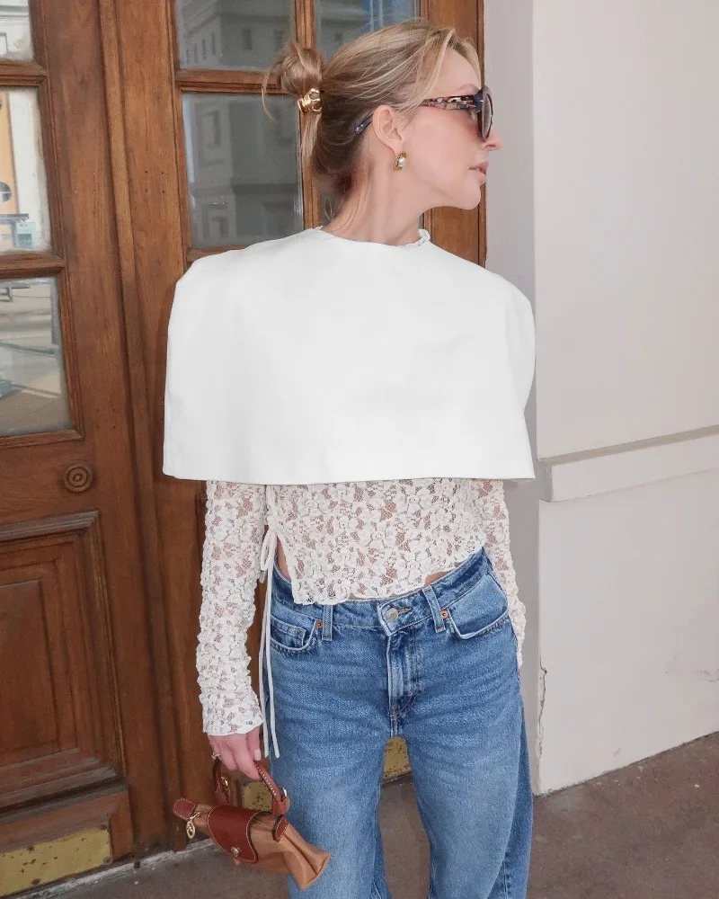 Women 2026 Spring Summer New Hot Selling Solid Color Cropped Cardigan Shawl Design Elegant Fashion Commute Office Trendy Chic