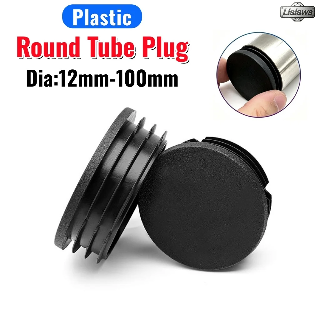 Round Tube Pipe Insert Plug Black Plastic Blanking End Caps Furniture Chair Table Feet Cover Diameter12mm-100mm