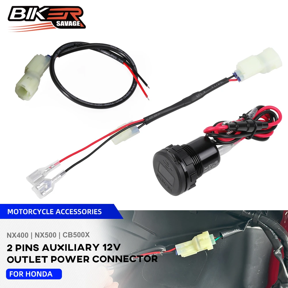 For Honda NX400 NX500 2 Pins Power Outlet Connector CB400X CB500X