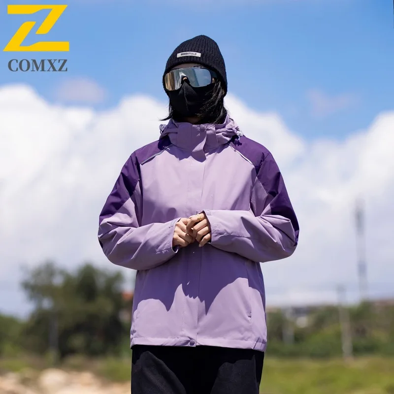 سترة COMXZ الخارجية بغطاء للرأس للرجال متعددة الاستخدامات لتسلق الجبال ومضادة للرياح للدراجات النارية سترة غير رسمية للارتداء اليومي معطف خريفي بسحاب #3