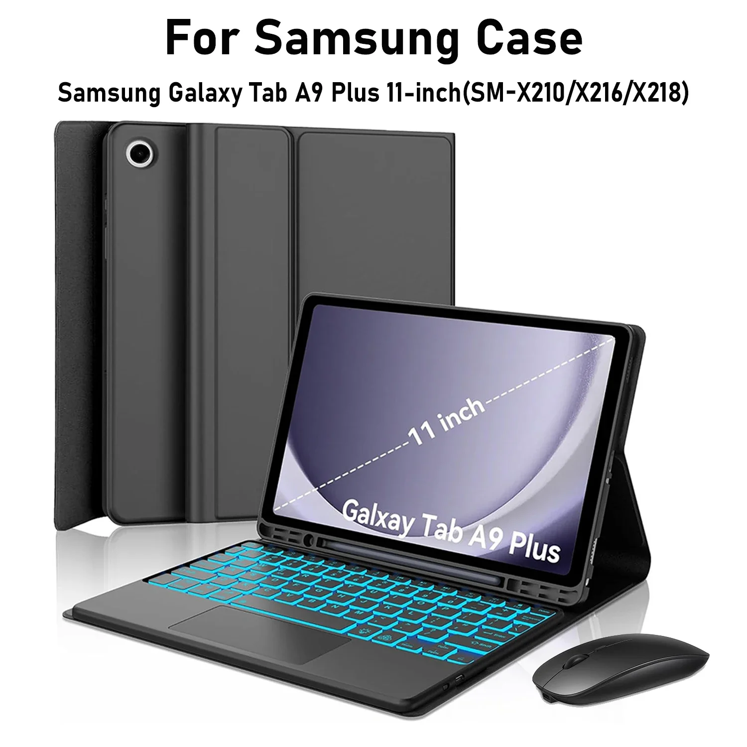 

Keyboard Case for Samsung Galaxy Tab A9 Plus A9+ 11 Inch SM-X210/X216/X218 Tablets Cover Backlit Keyboard Case Funda