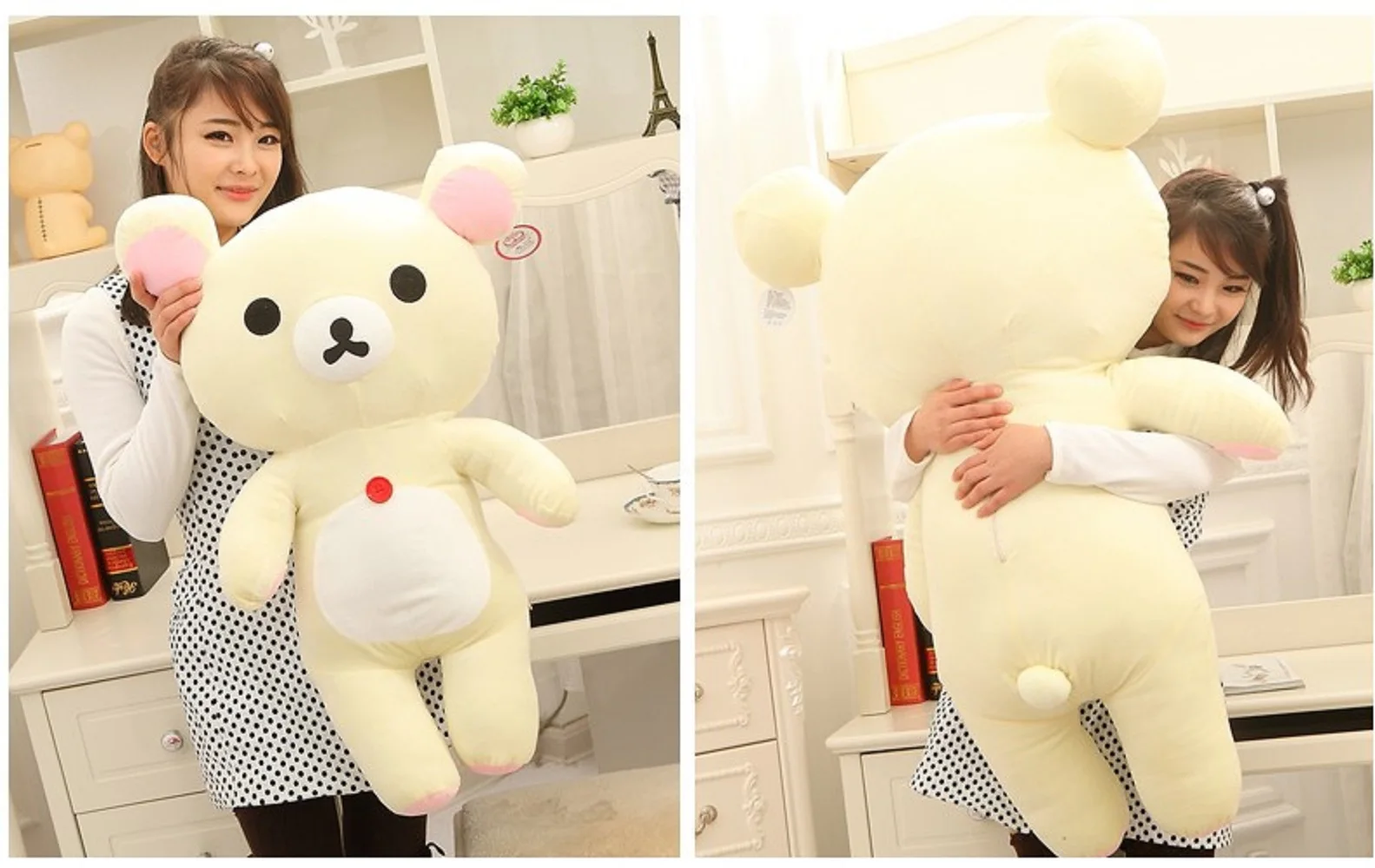 big plush Rilakkuma bear plush toy relax white teddy bear soft throw pillow birthday gift about 110cm w5308