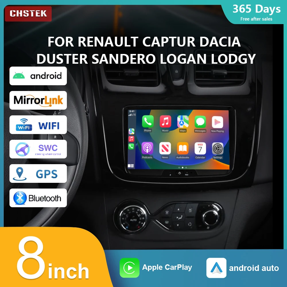 

CHSTEK Car Radio Qualcomm Carplay Android 13 Navigation For Renault Captur Dacia Duster Sandero Logan Lodgy Multimedia GPS wifi