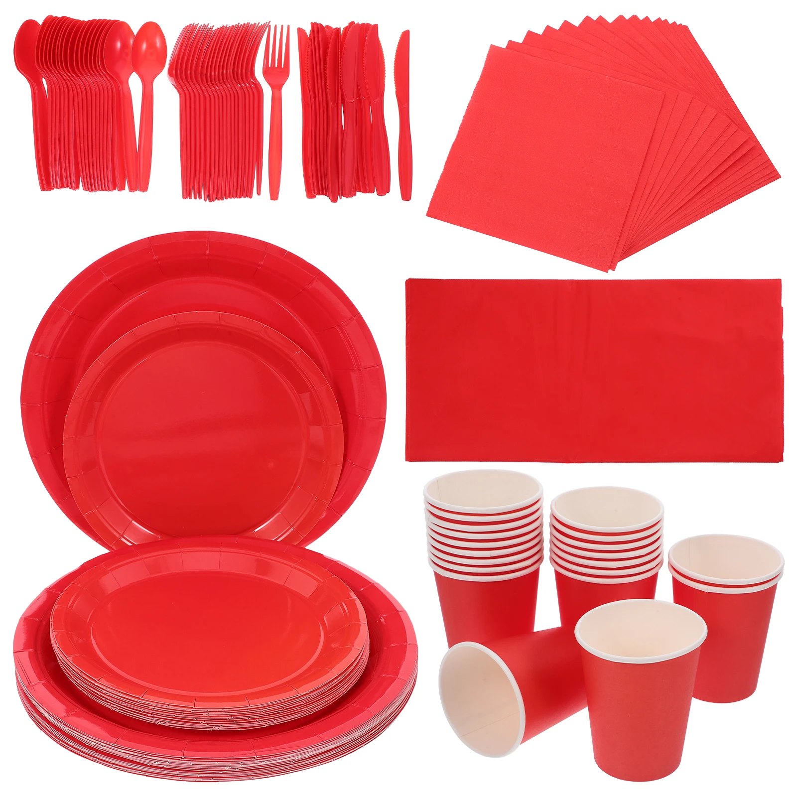 

1 set 1 Set Supplies Paper Plates Cups Napkins Set Disposable Dinnerware Bright Color Fine Workmanship Unique Design Practical