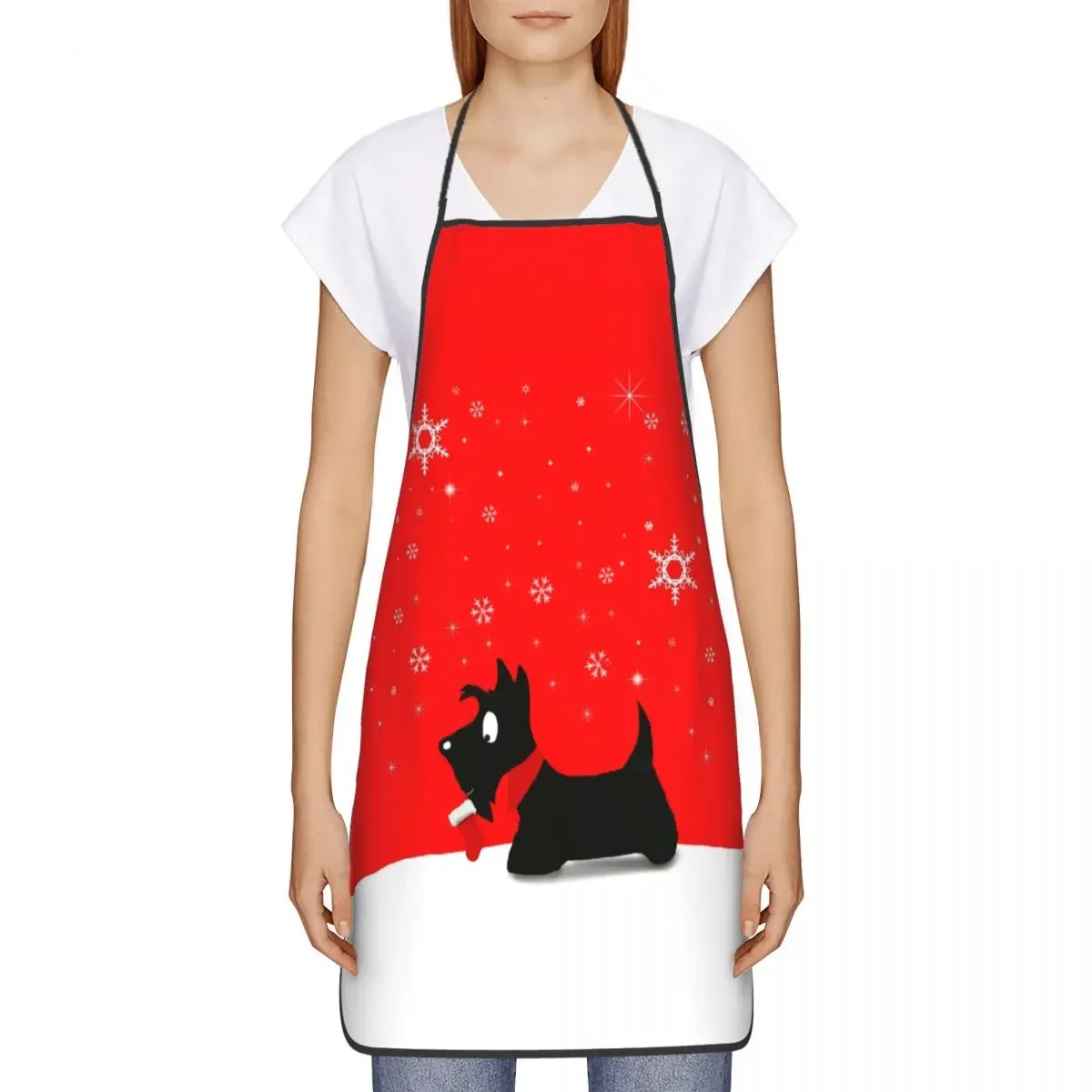 Holiday Scottie Dog Aprons Men Women Scottish Terrier Adult Unisex Kitchen Chef Bib Tablier Cuisine Cooking Baking Painting