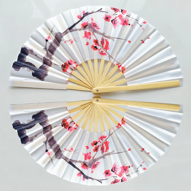 

Складной ручной веер, китайский кунг-фу, тай-чи, веер из нейлоновой ткани, бамбуковые веера для выступлений, танцевального фестиваля, подарок, белый цвет