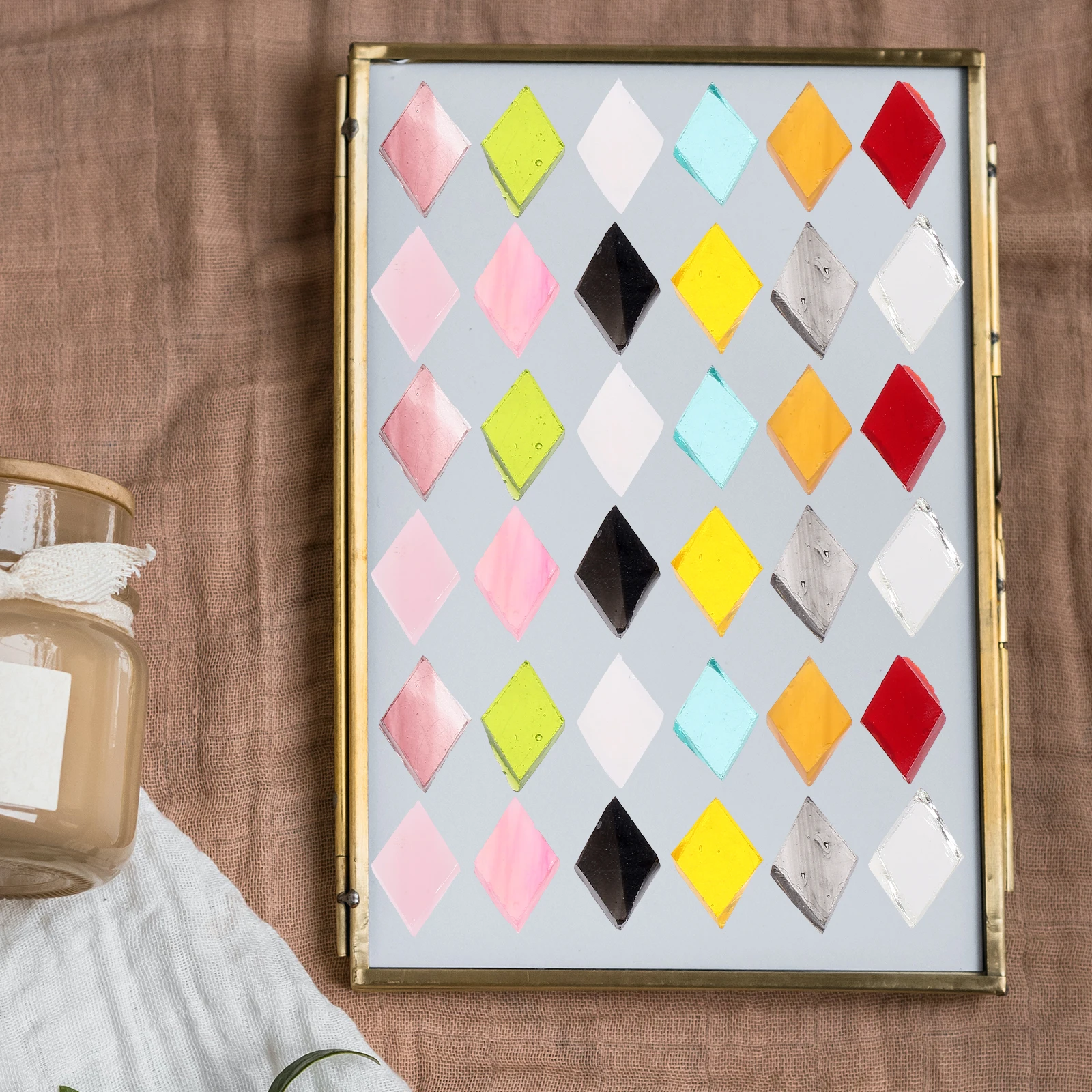 

Glass Mosaic Tiles Colorful Durable Smooth Surface for DIY Crafts Art Mirror Frames Flowerpots Table Lamps Decor