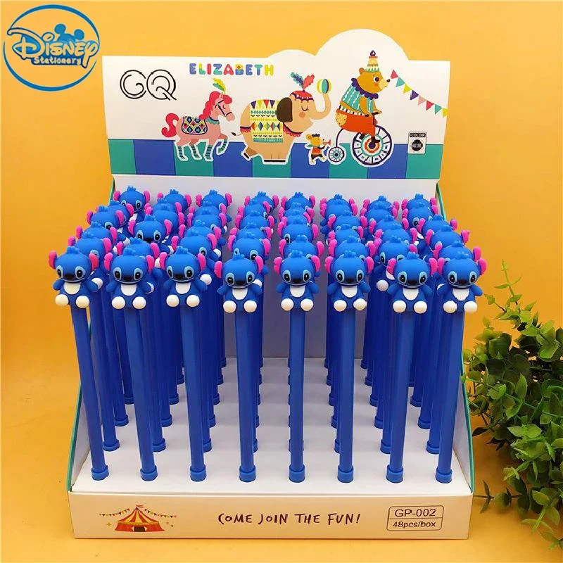 Disney 48 Pcs/lot Cartoon Stitch Gel Pen Cute 0.5 Mm Black Ink Signature Pen Office School Writing Supplies Stationery Gift