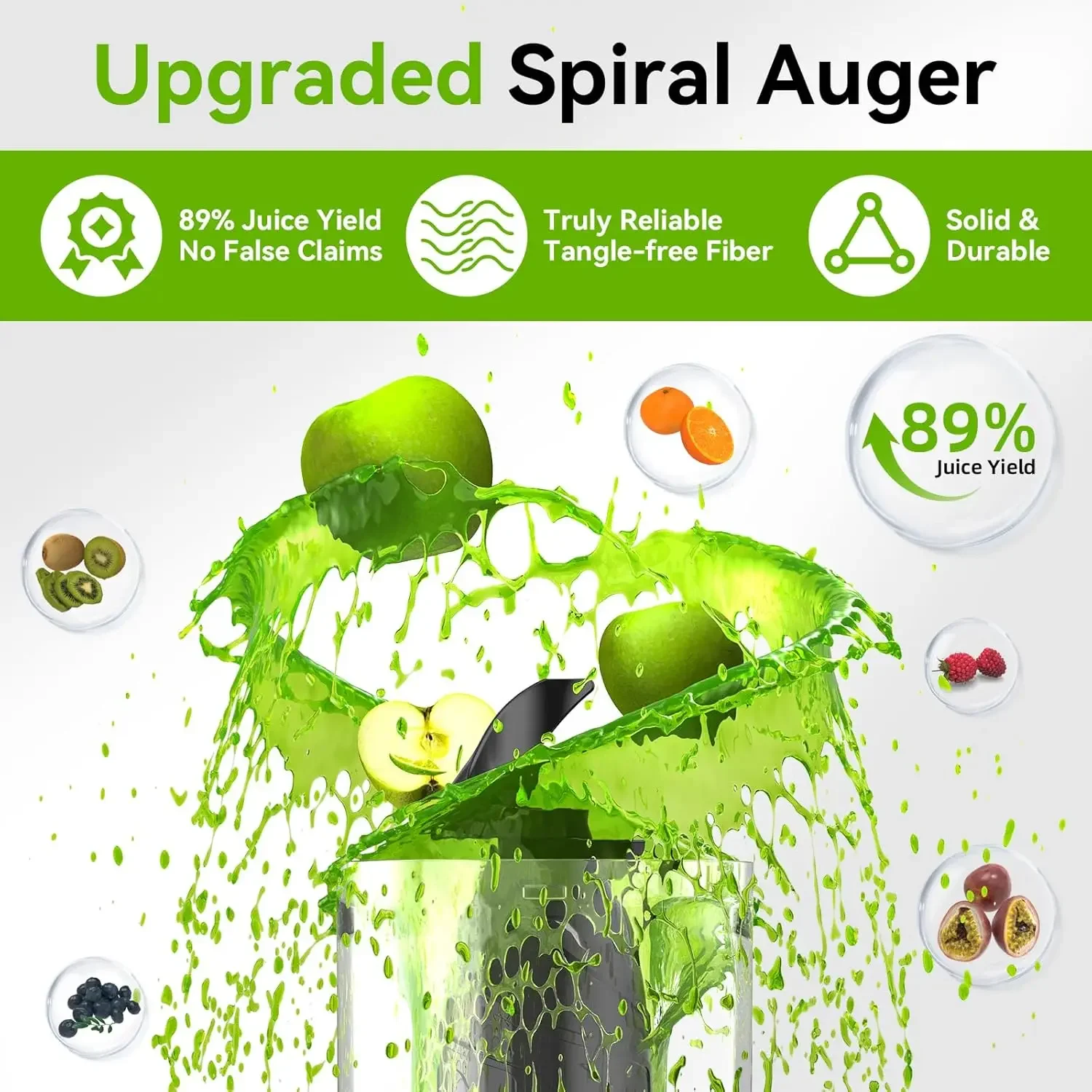 عصارة الضغط، IUIPI تناسب آلات عصارة المضغ البطيء للفواكه والخضروات بالكامل، مزلق تغذية كبير 4.3 بوصة، مستخرج العصير بقدرة 250 وات